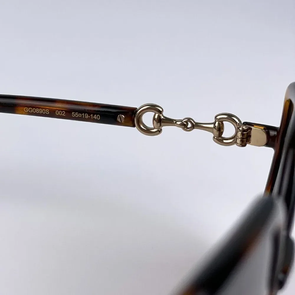 SALE! NEW Gucci GG0890S 002 Women Dark Havana Brown Metal Sunglasses